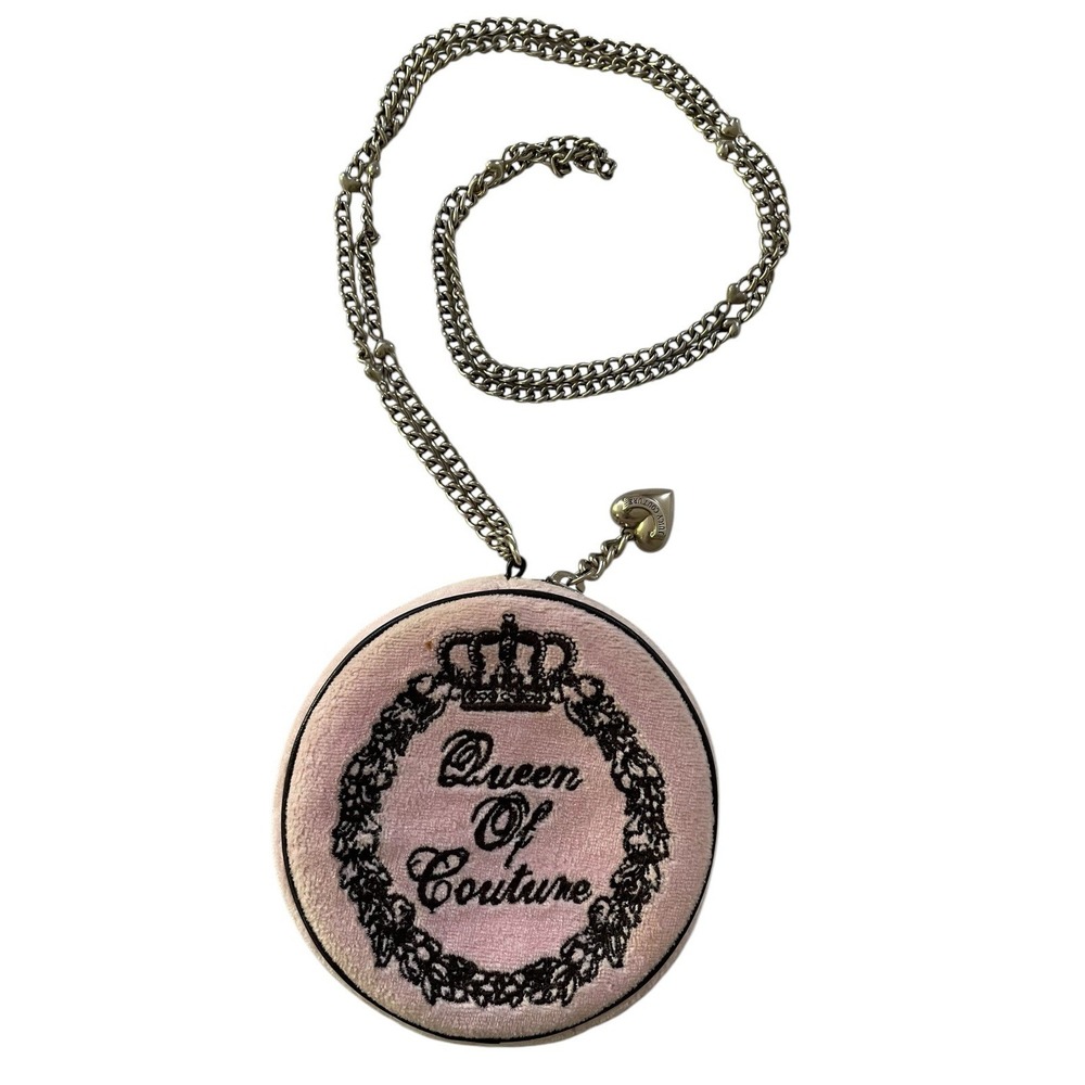 VTG Juicy Couture Pink Queen of Couture Round‎ Mini Canteen Purse Crossbody Y2K